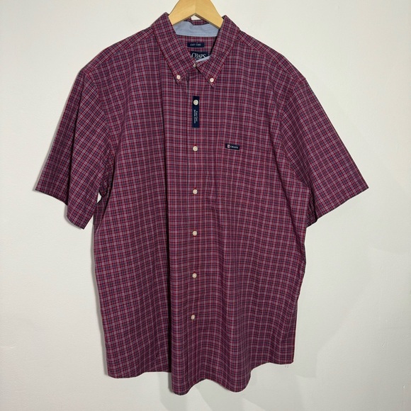 Chaps‎ Easy Care Short Sleeve Plaid Button Down Shirt Size XXL - Picture 1 of 6